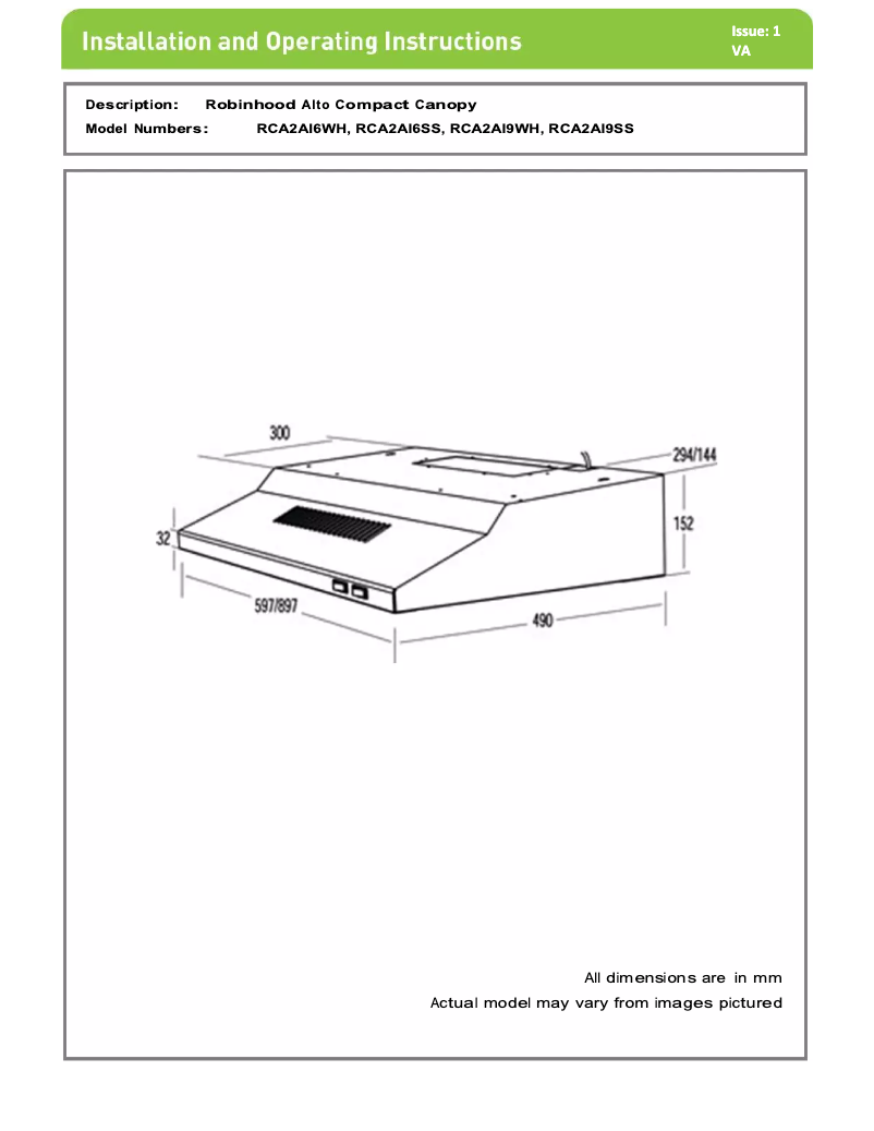 Image de la première page du manuel de l'appareil RCA2AI6