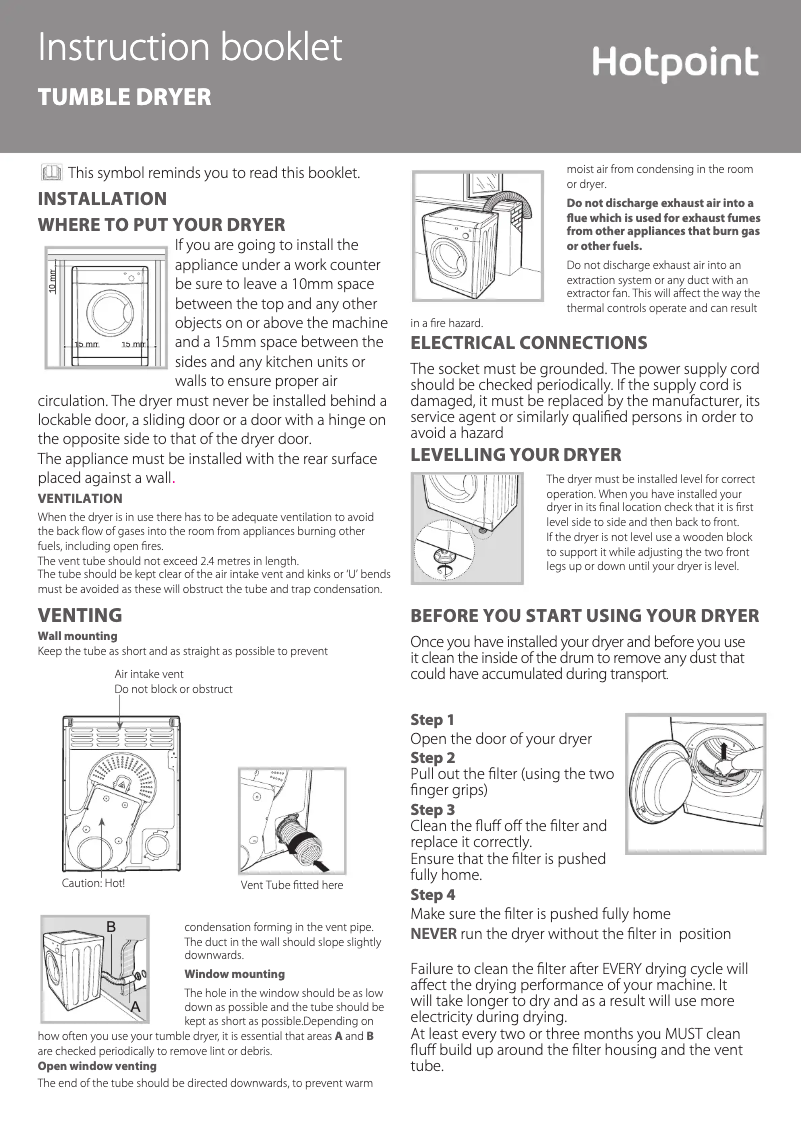 Page 1 de la notice Manuel utilisateur Hotpoint TVM 570 P (UK)
