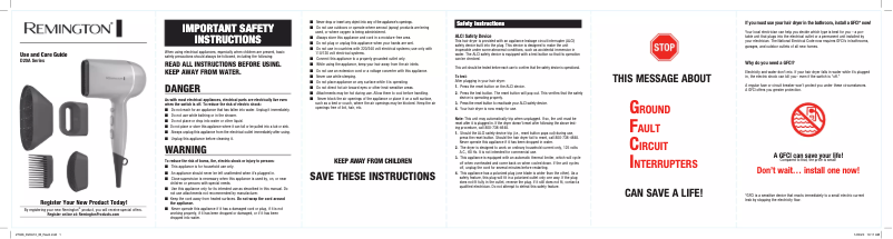 Page n°1 - Manuel utilisateur Remington Pro Wet2Style D20A