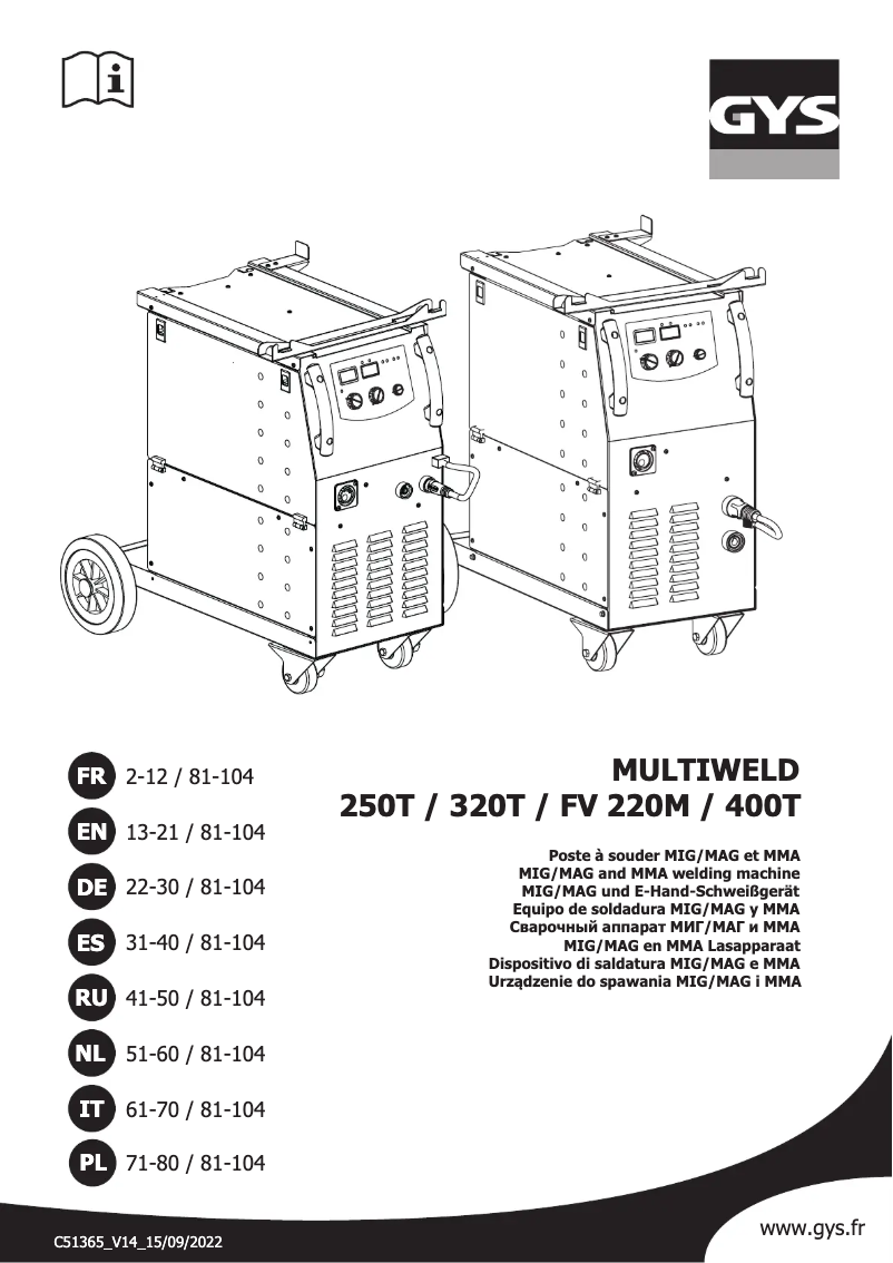 Imagen de la primera página del manual del dispositivo Multiweld 250T