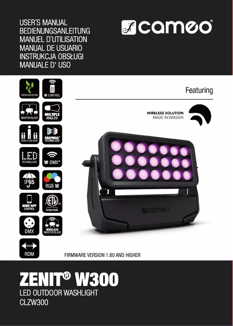 Page 1 de la notice Manuel utilisateur Cameo ZENIT W300