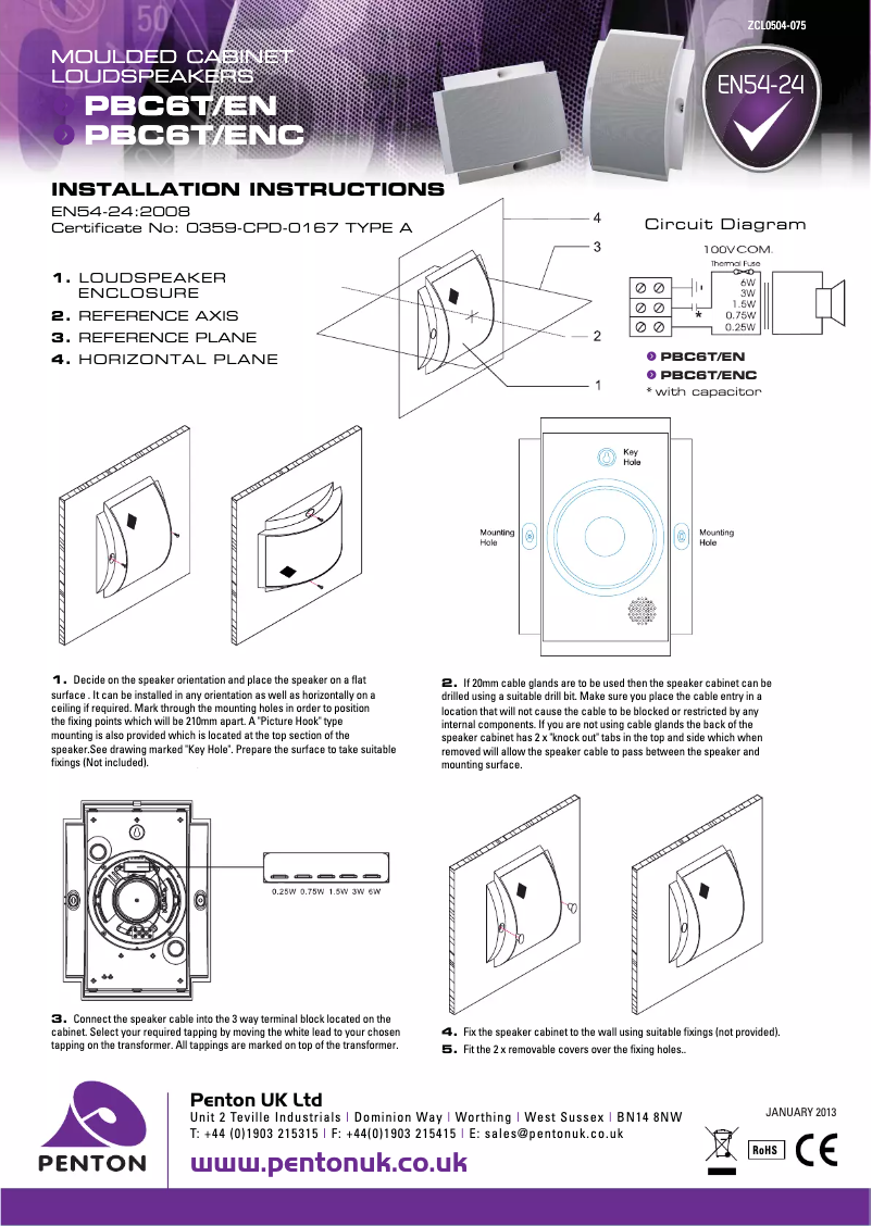 Page n°1 - Manuel utilisateur Penton PBC6T/EN