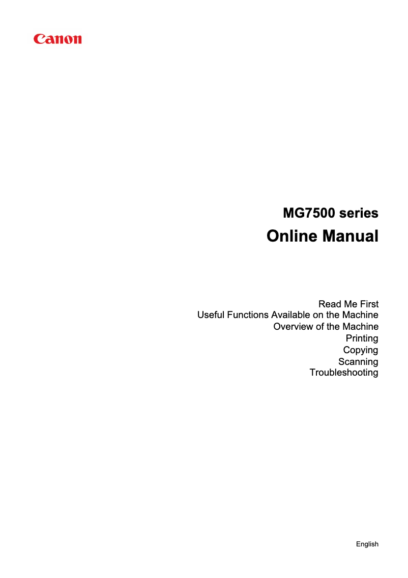 Image de la première page du manuel de l'appareil Pixma MG7550