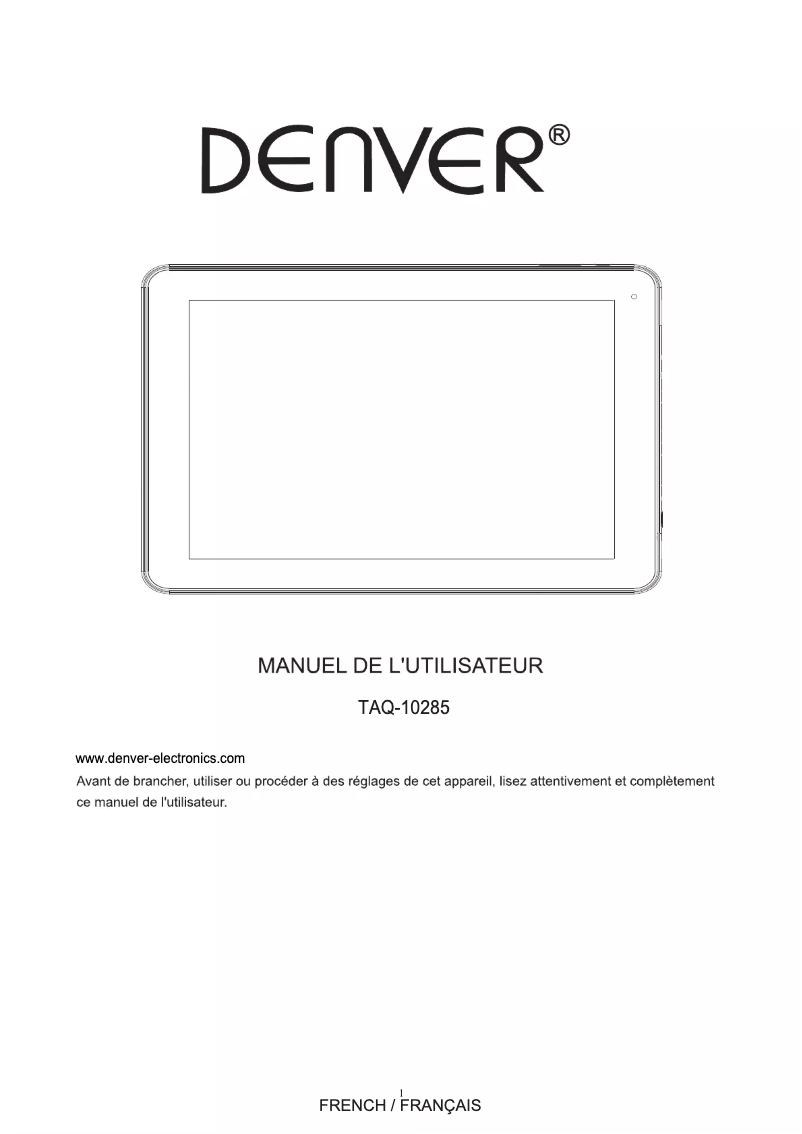Page n°1 - Manuel utilisateur Denver TAQ-10285