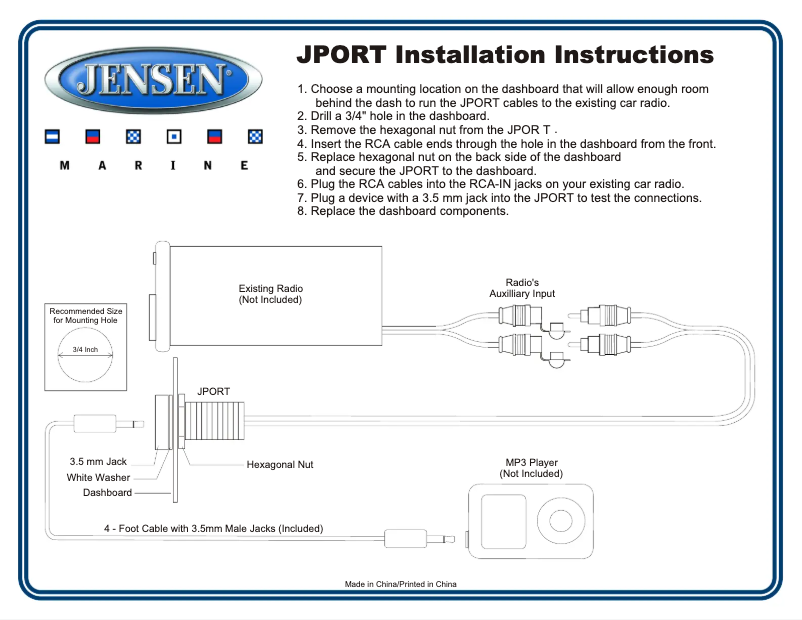 Page n°1 - Manuel utilisateur Jensen JPORT