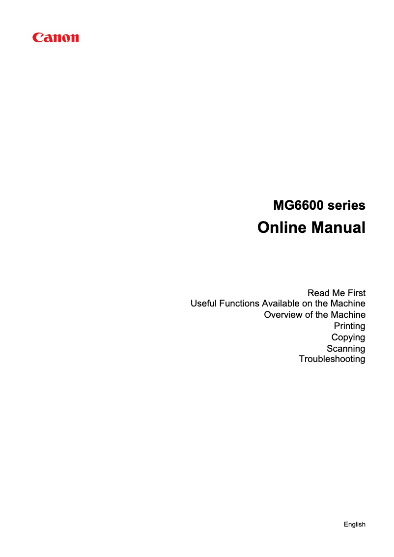 Page n°1 - Manuel utilisateur Canon Pixma MG6600