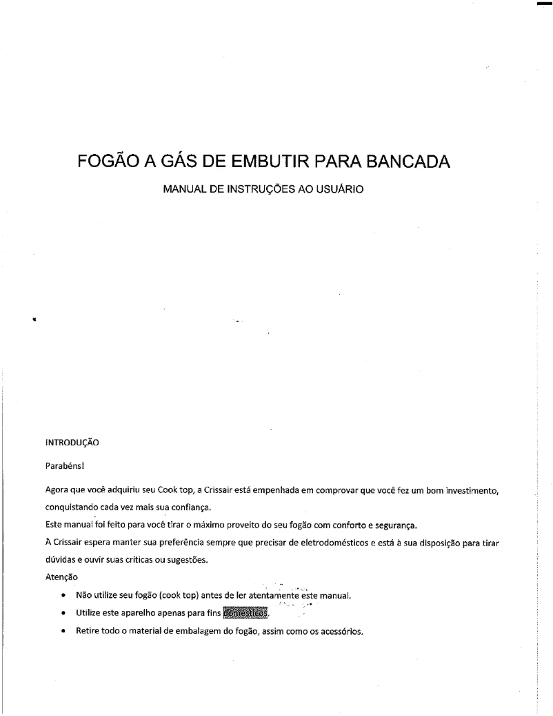 Page 1 de la notice Manuel utilisateur Crissair NCT 202