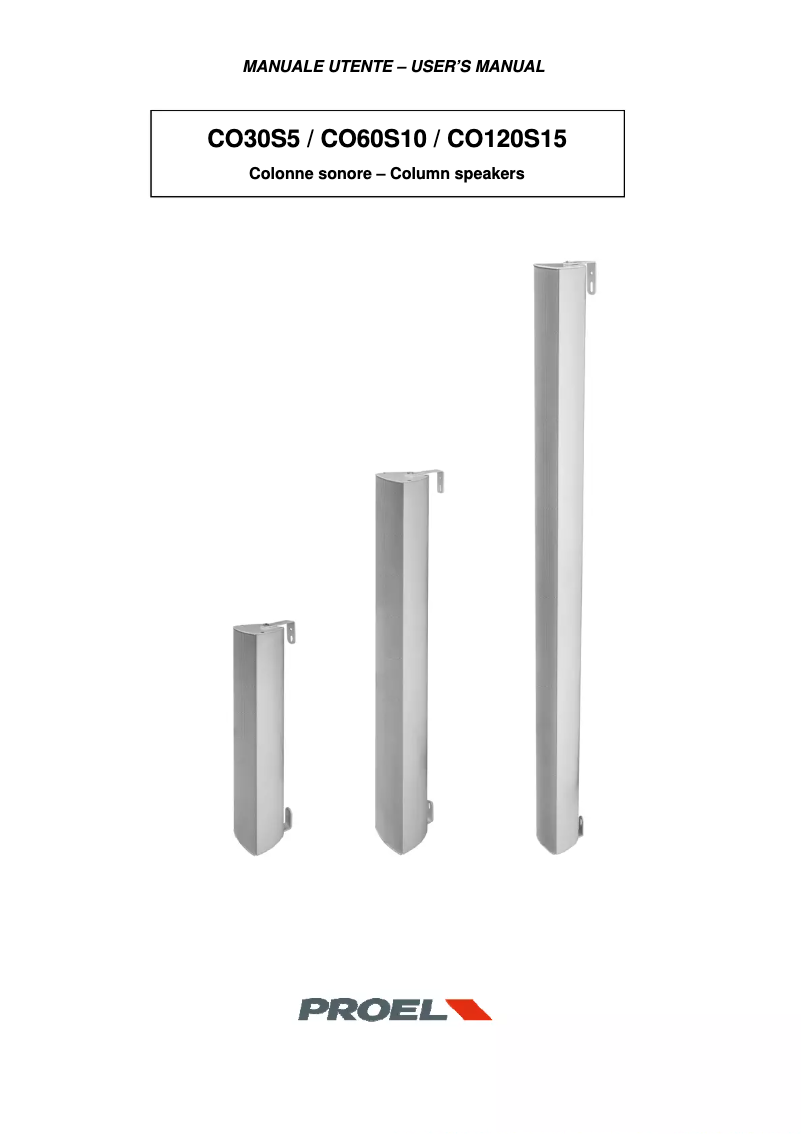 Página 1 del manual Manual de usuario Proel CO30S5
