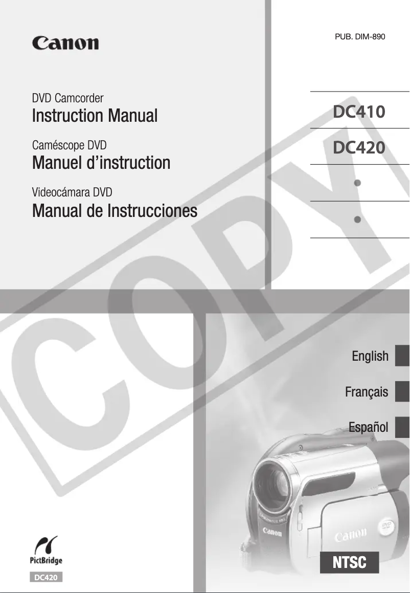 Page n°1 - Manuel utilisateur Canon DC420