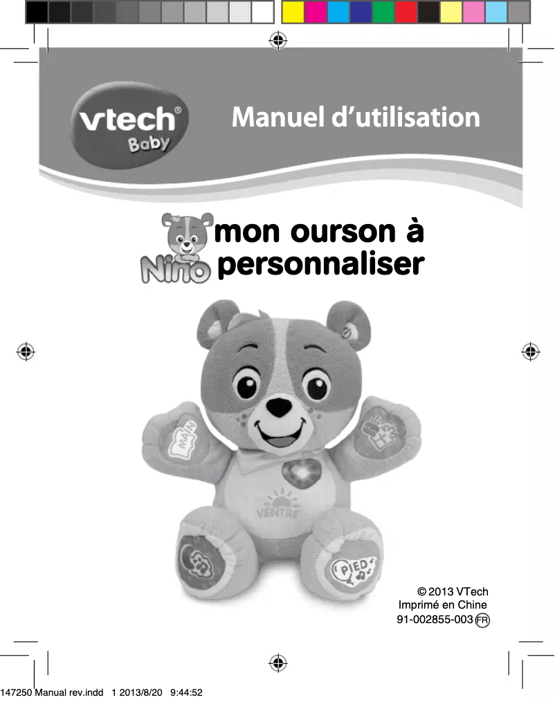 Page 1 de la notice Manuel utilisateur Vtech Nino, mon ourson à personnaliser