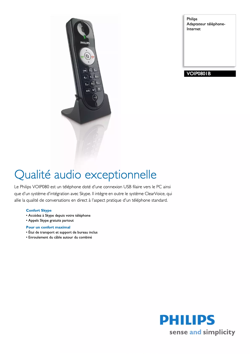 Image de la première page du manuel de l'appareil VOIP0801B