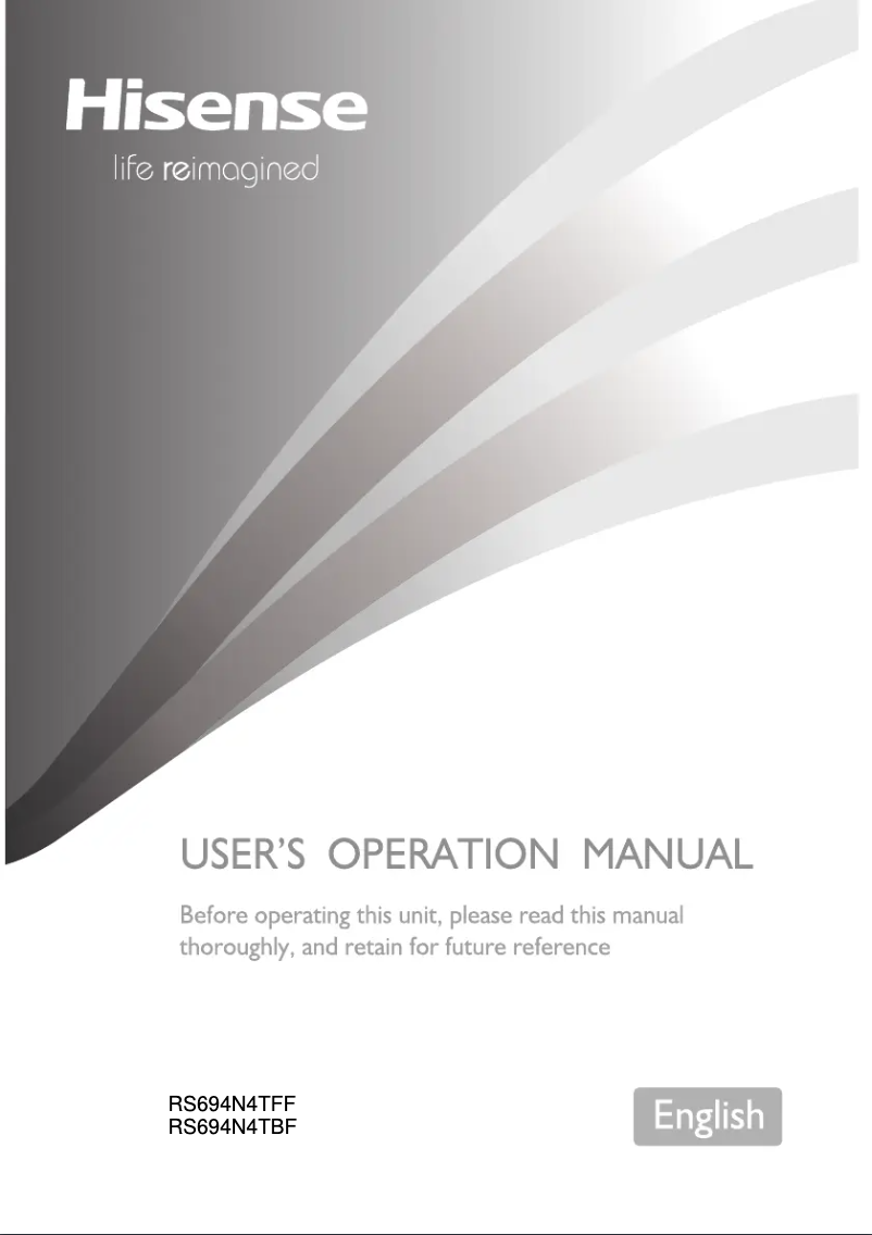 Page 1 de la notice Manuel utilisateur Hisense RS694N4TBE