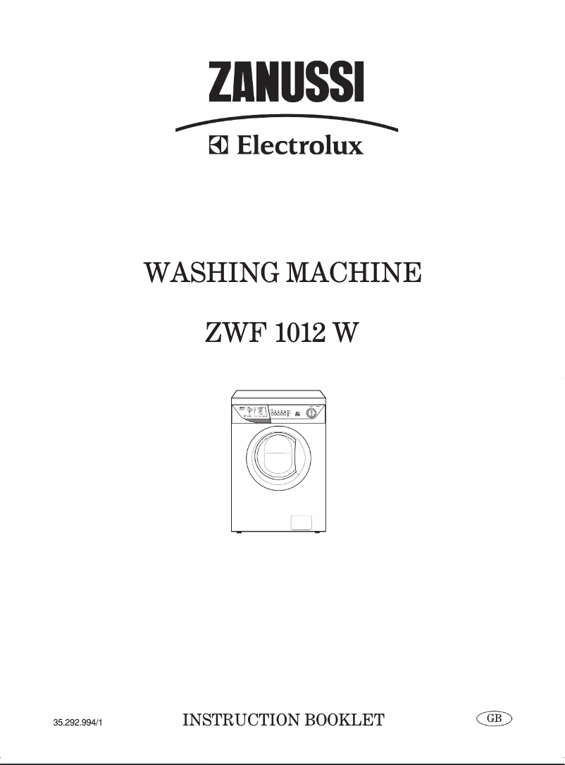 Page 1 de la notice Manuel utilisateur Zanussi-Electrolux ZWF 1012 W