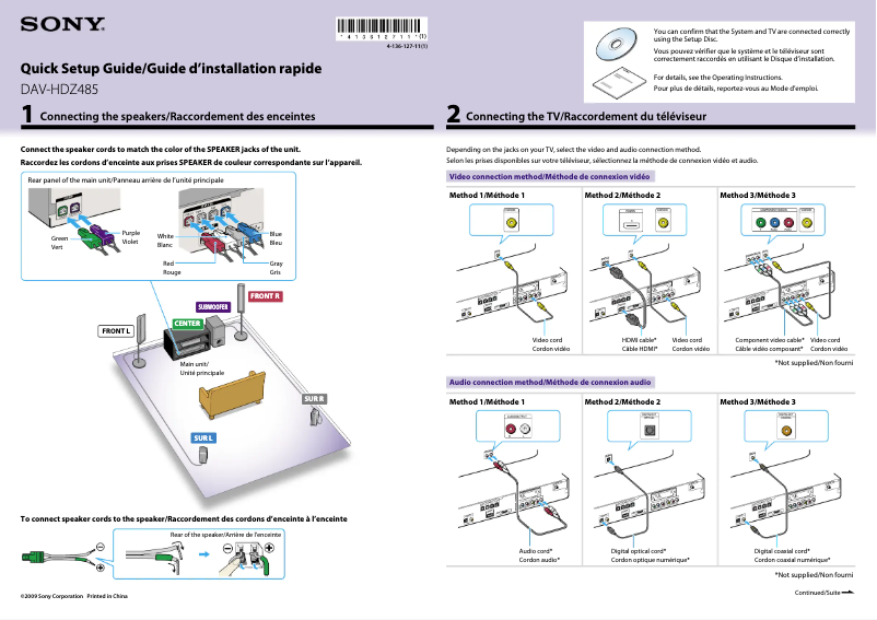 Página 1 del manual Guía de instalación Sony DAV-HDZ485