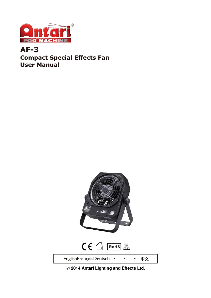 Page 1 de la notice Manuel utilisateur Antari AF-3E