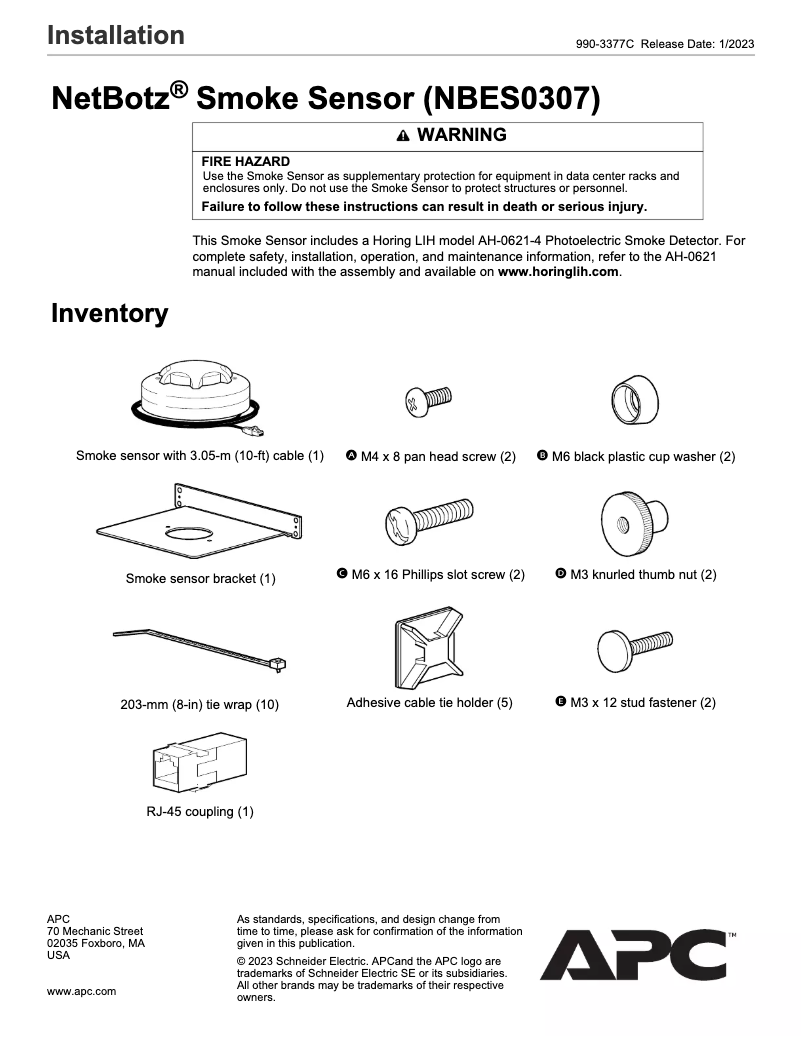 Page 1 de la notice Manuel utilisateur APC NBES0307