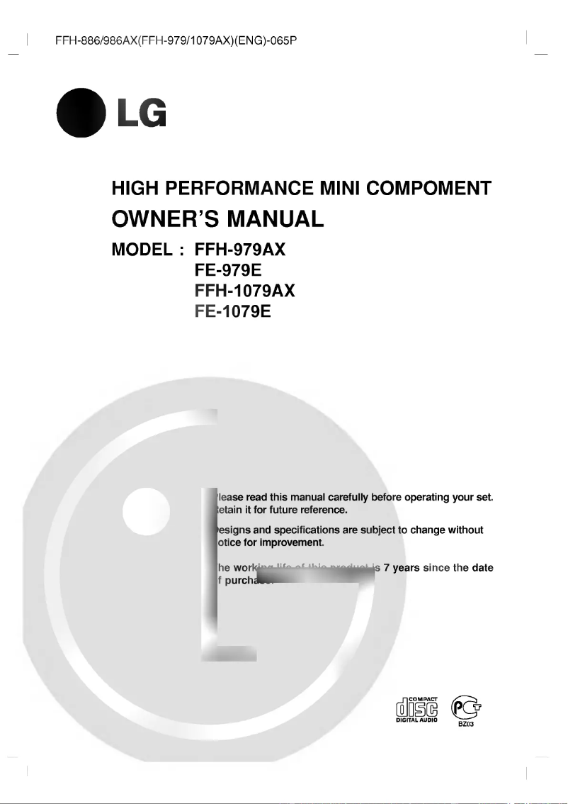 Page n°1 - Manuel utilisateur LG FFH-979AX