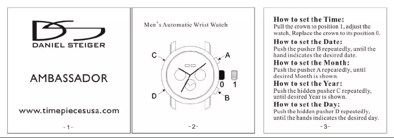 Page 1 de la notice Manuel utilisateur Daniel Steiger Ambassador