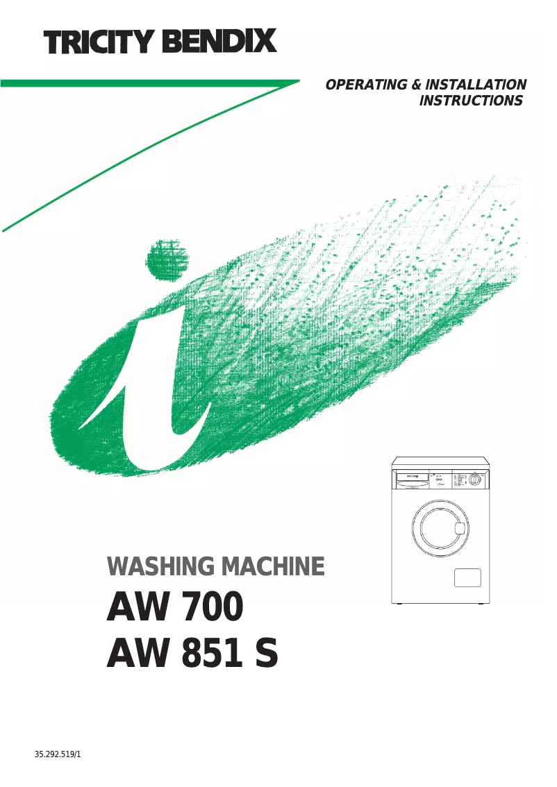 Page n°1 - Manuel utilisateur Tricity Bendix AW700