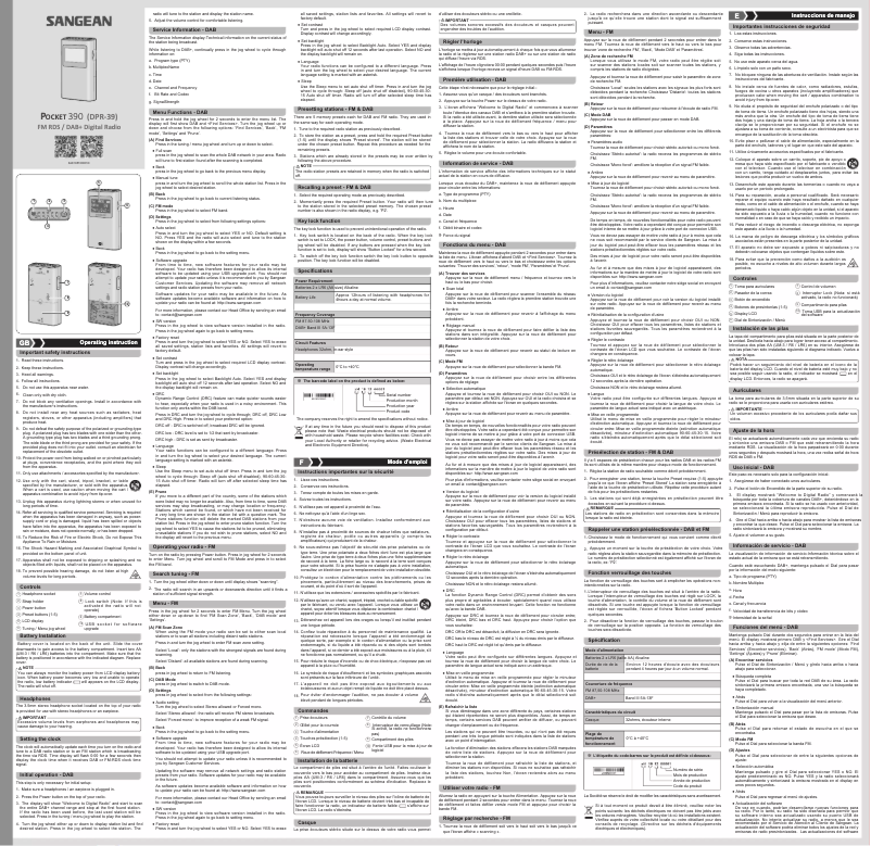 Page n°1 - Manuel utilisateur Sangean DPR-39