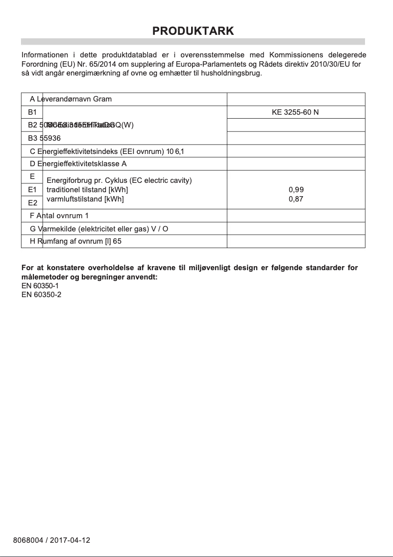 Image de la première page du manuel de l'appareil KE 3255-60 N