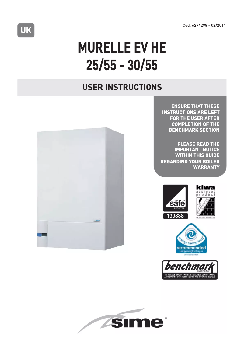Page 1 de la notice Manuel utilisateur SIME Murelle EV HE 25/55