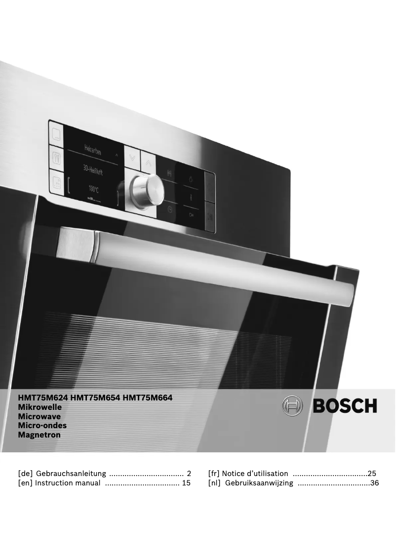 Page 1 de la notice Manuel utilisateur Bosch HMT75M664B