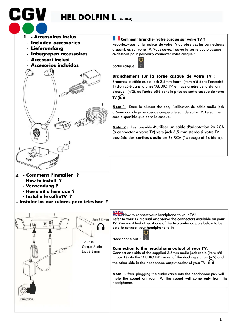 Image de la première page du manuel de l'appareil Hel Dolfin L