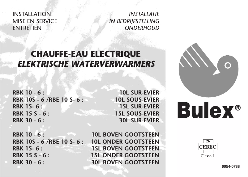 Page 1 de la notice Manuel utilisateur Bulex RBE