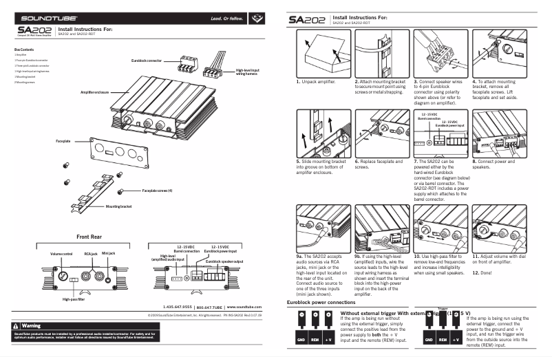Image de la première page du manuel de l'appareil SA202