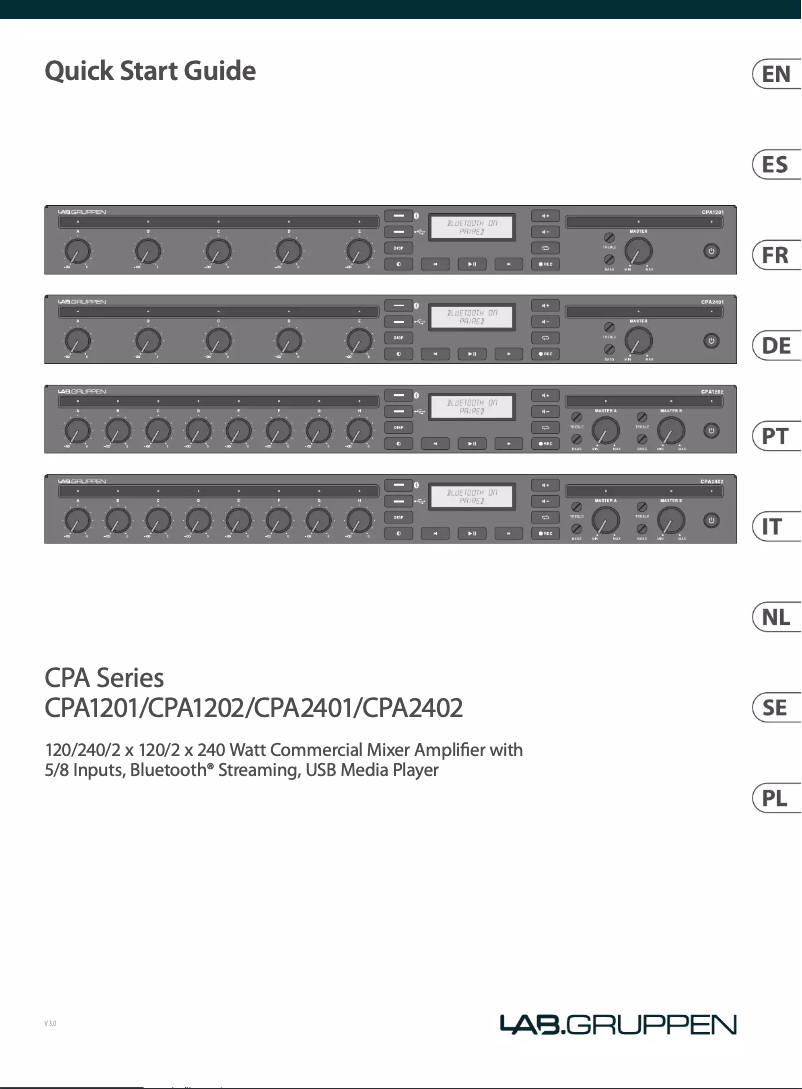Page 1 de la notice Manuel utilisateur Lab Gruppen CPA2401