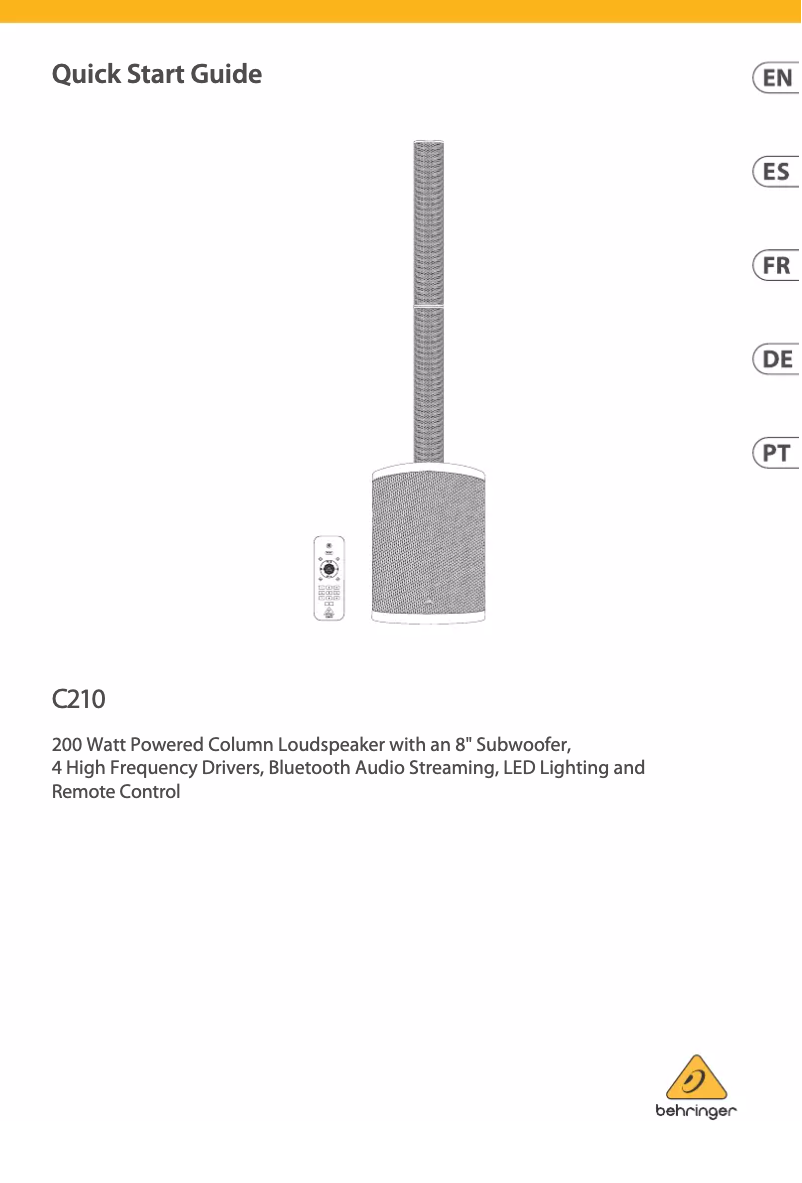 Page 1 de la notice Manuel utilisateur Behringer C210