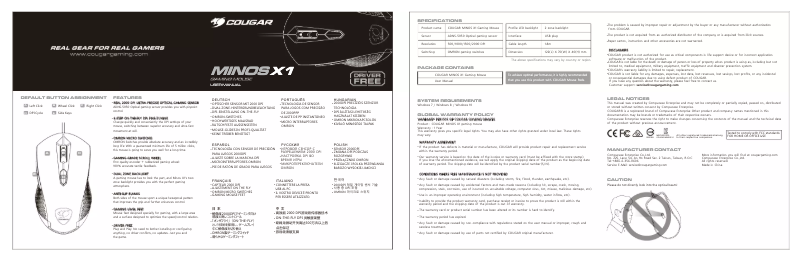 Page n°1 - Manuel utilisateur Cougar Minos X1