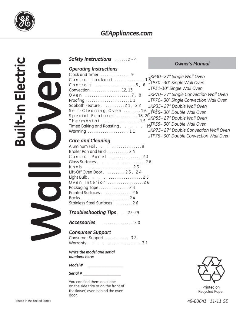 Image de la première page du manuel de l'appareil JTP75SPSS