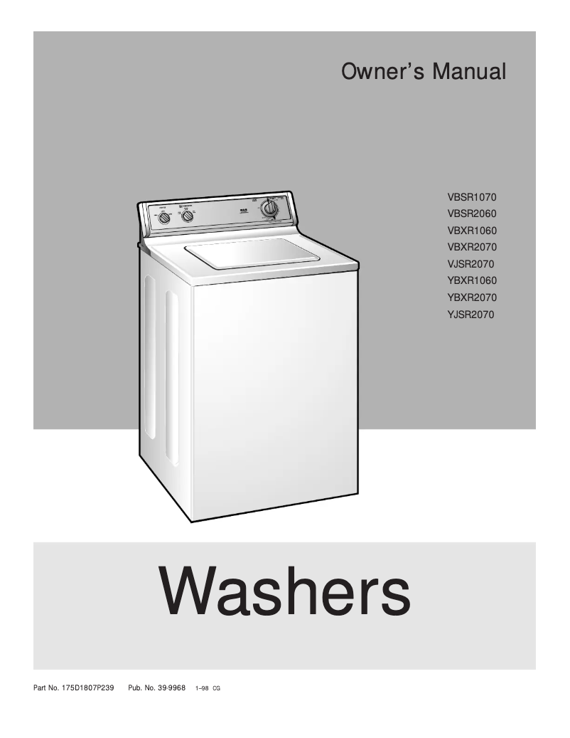 Page 1 of the manual User Manual GE YBXR2070