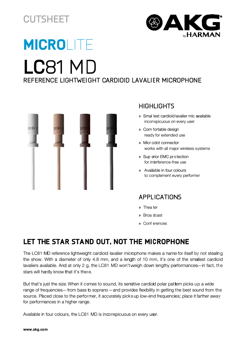 Page n°1 - Fiche technique AKG LC81 MD