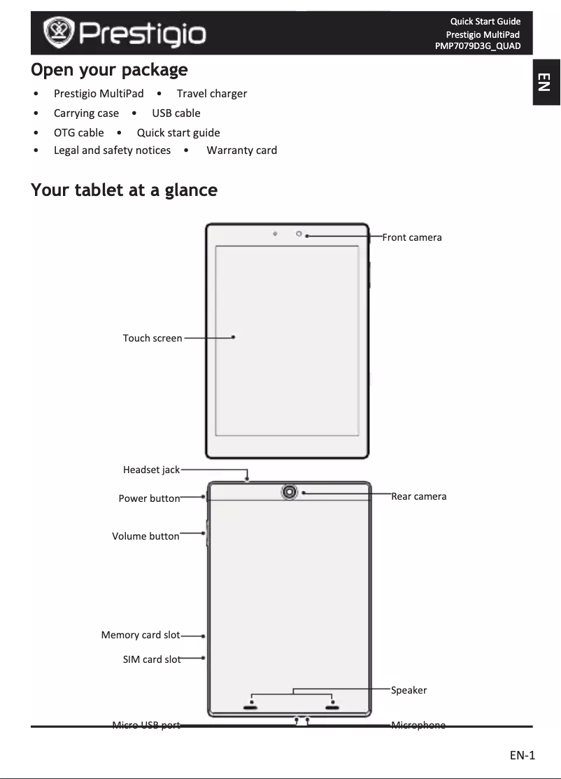 Page n°1 - Manuel utilisateur Prestigio MultiPad 4 Diamond