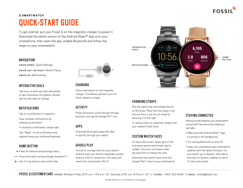 Page n°1 - Manuel utilisateur Fossil Q Venture FTW6007