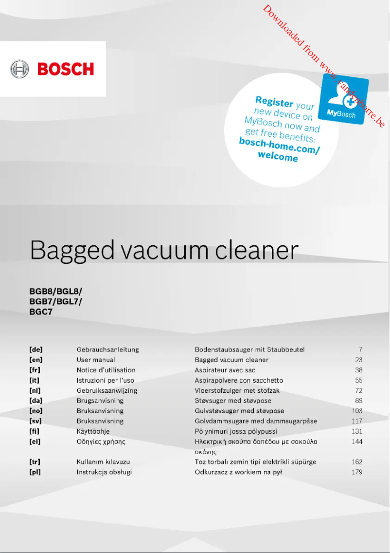 Page n°1 - Manuel utilisateur Bosch BGL8SIL6