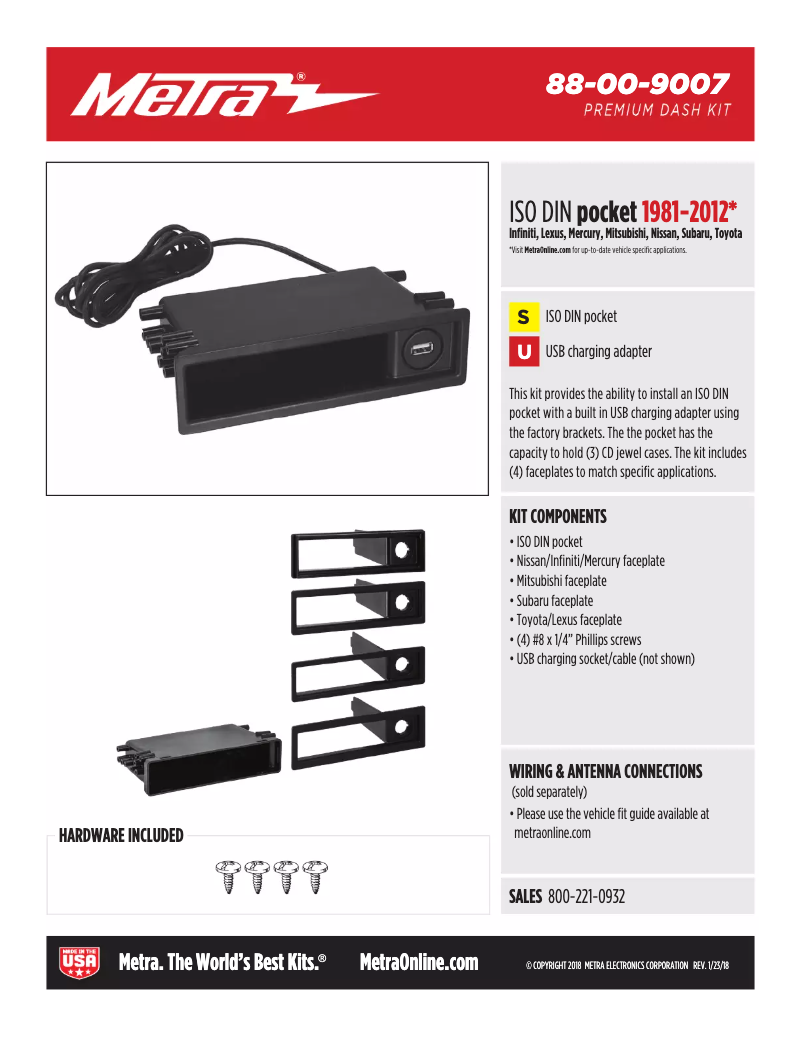 Page n°1 - Fiche technique Metra 88-00-9007