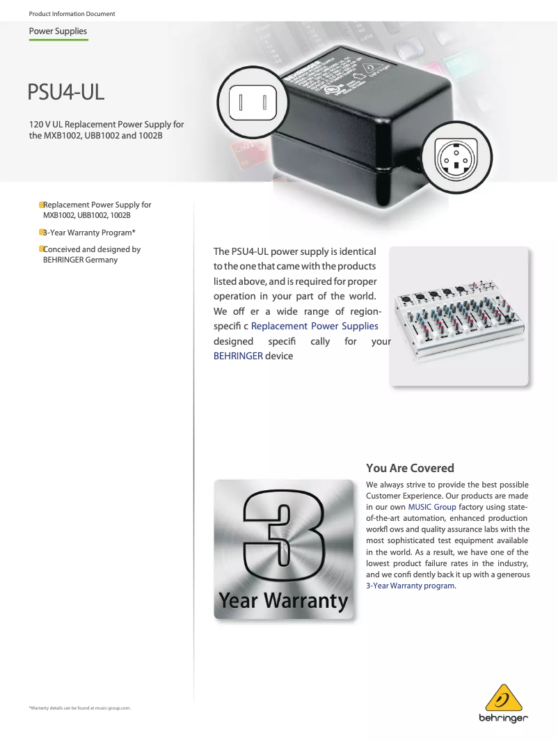 Image de la première page du manuel de l'appareil PSU4-UL