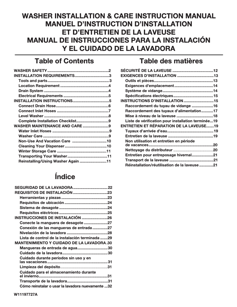 Page n°1 - Manuel utilisateur Maytag MVW7230HC