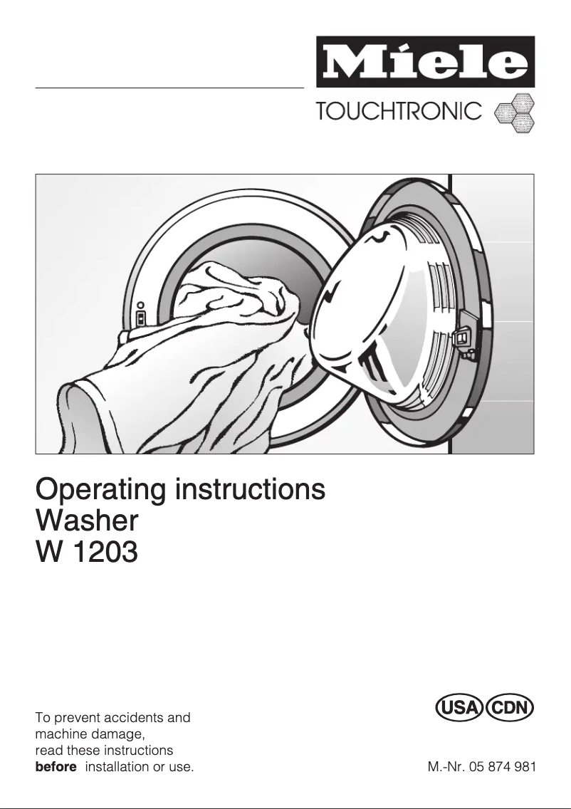 Page 1 de la notice Manuel utilisateur Miele W 1203