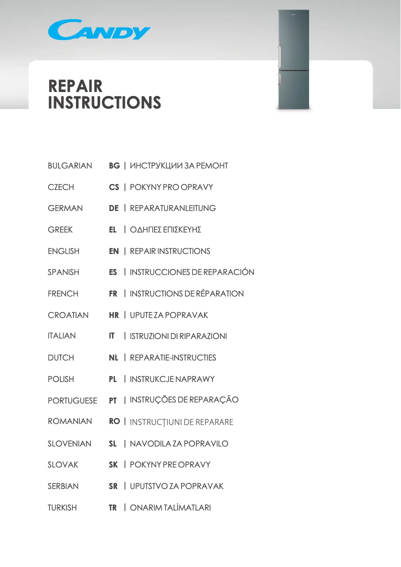 Page 1 de la notice Manuel utilisateur Candy CDDN 470DS-19