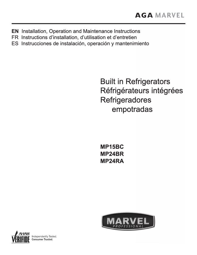 Page n°1 - Manuel utilisateur Marvel MP24RAS3LS