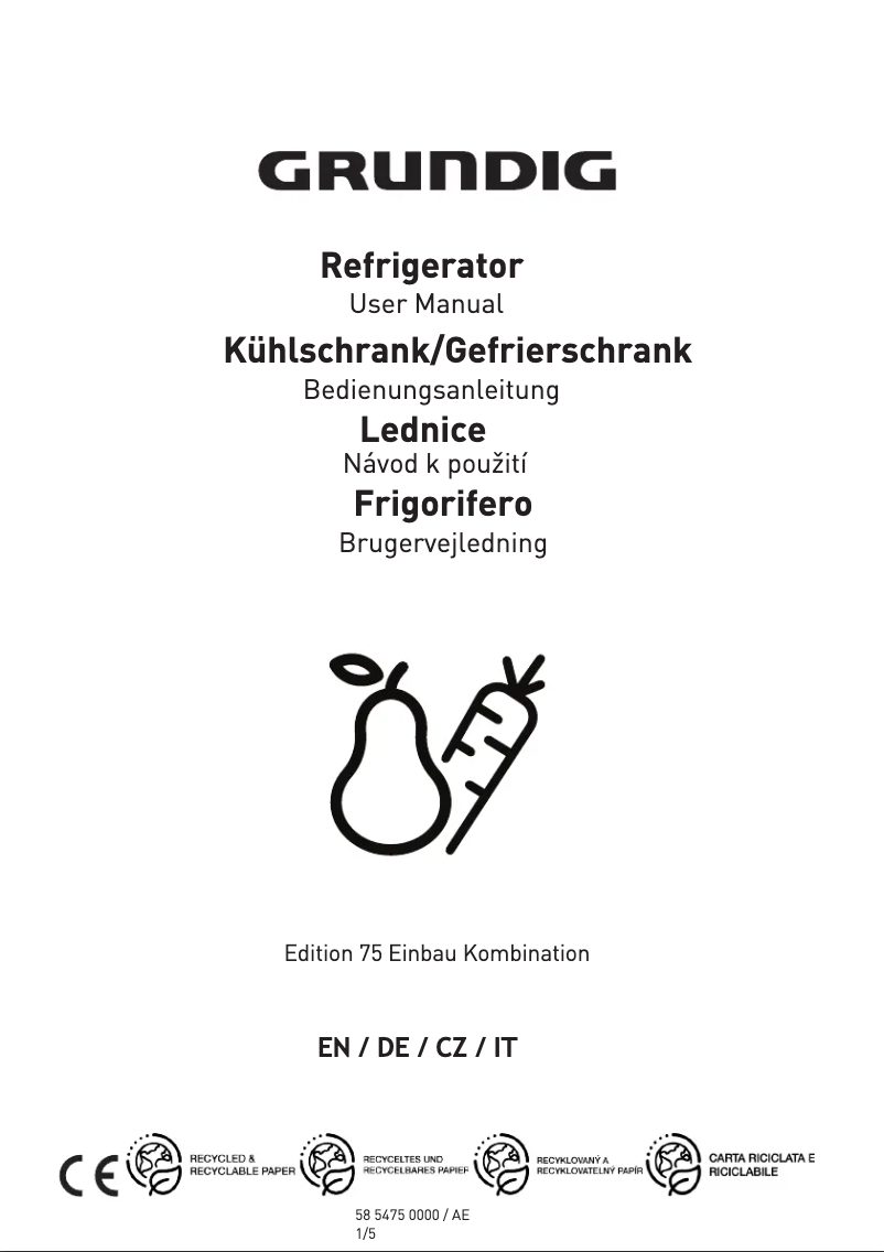 Page n°1 - Manuel utilisateur Grundig Edition 75 Einbau Kombination