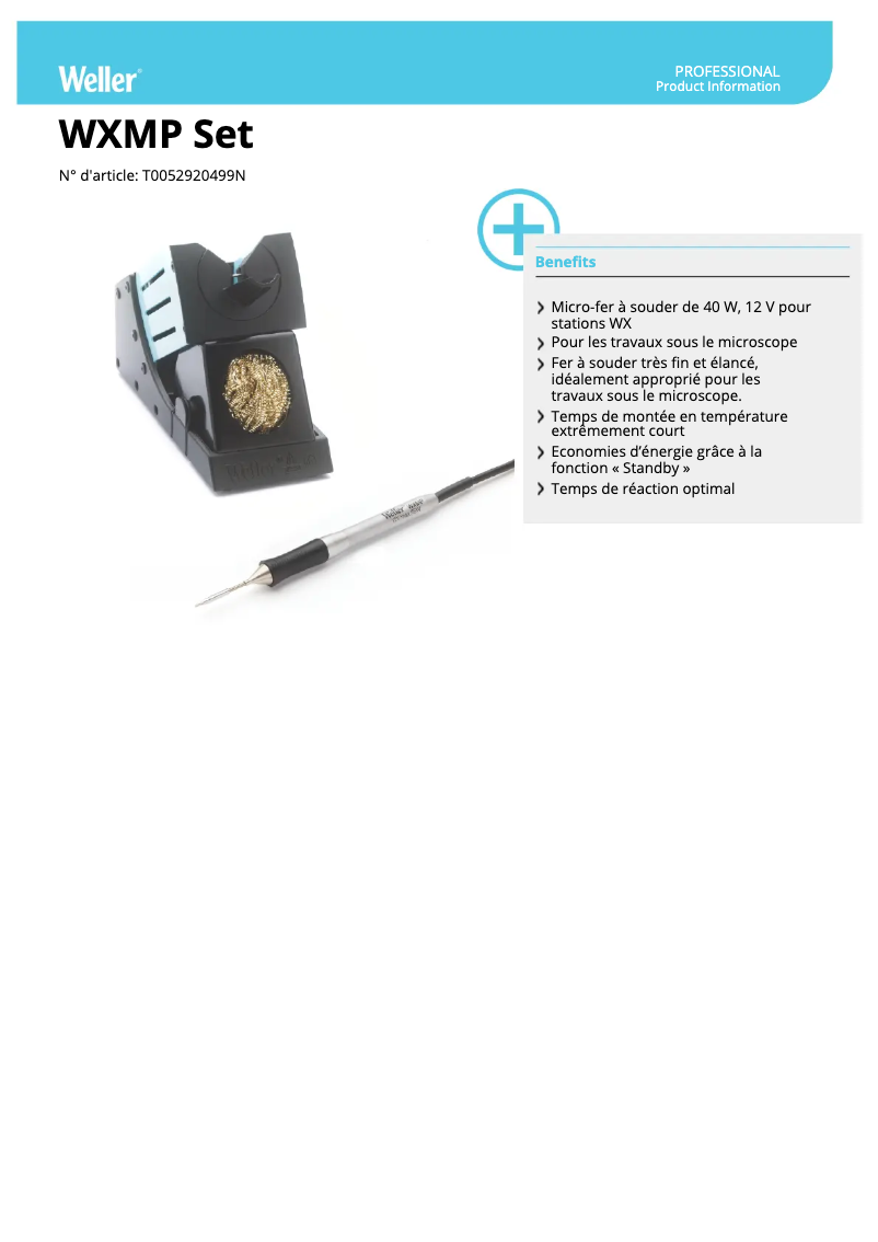 Page 1 de la notice Fiche technique Weller WXMP Set