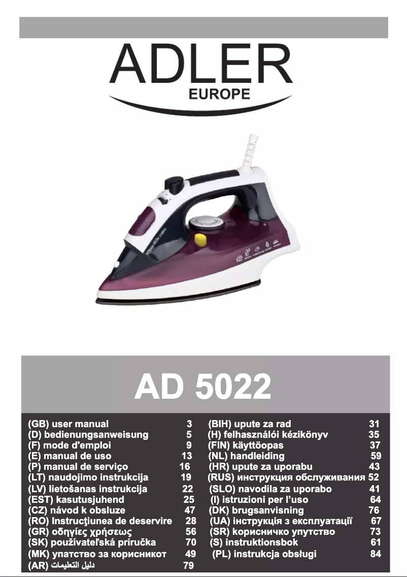 Page n°1 - Manuel utilisateur Adler AD 5022