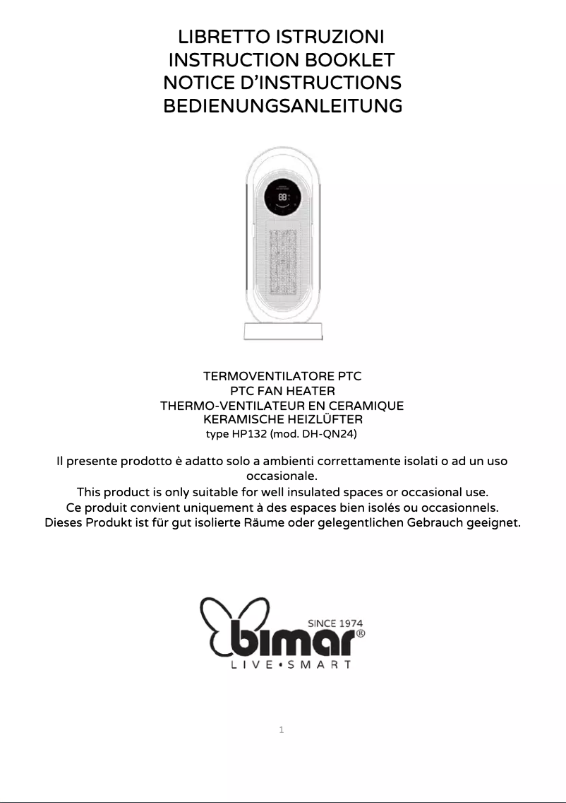 Page 1 de la notice Manuel utilisateur Bimar HP132