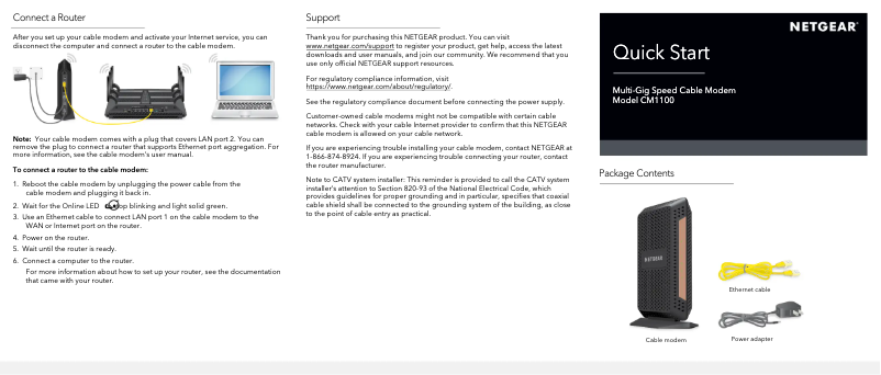 Image de la première page du manuel de l'appareil Nighthawk CM1100